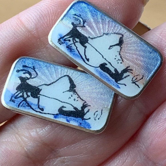 ANTIQUE NORWEGIAN STERLING SILVER GUILLOCHE ENAMEL MEN'S CUFFLINKS HALLMARKED - Picture 16 of 16